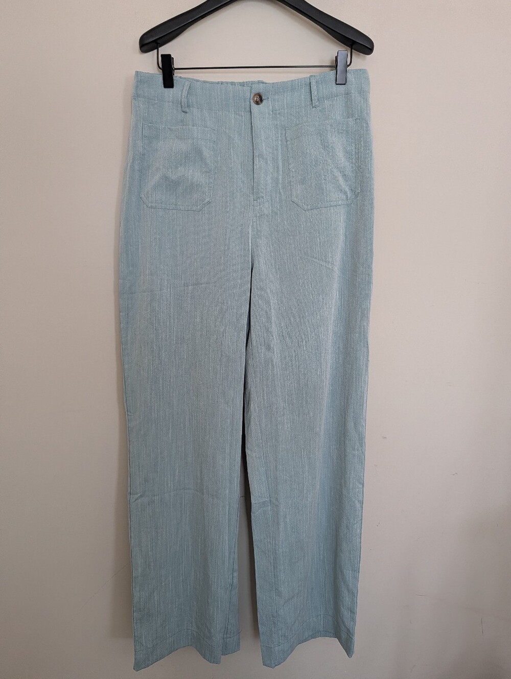 NWT Halara High Waisted Straight Leg Casual Linen-Feel Pants with Pockets Size L